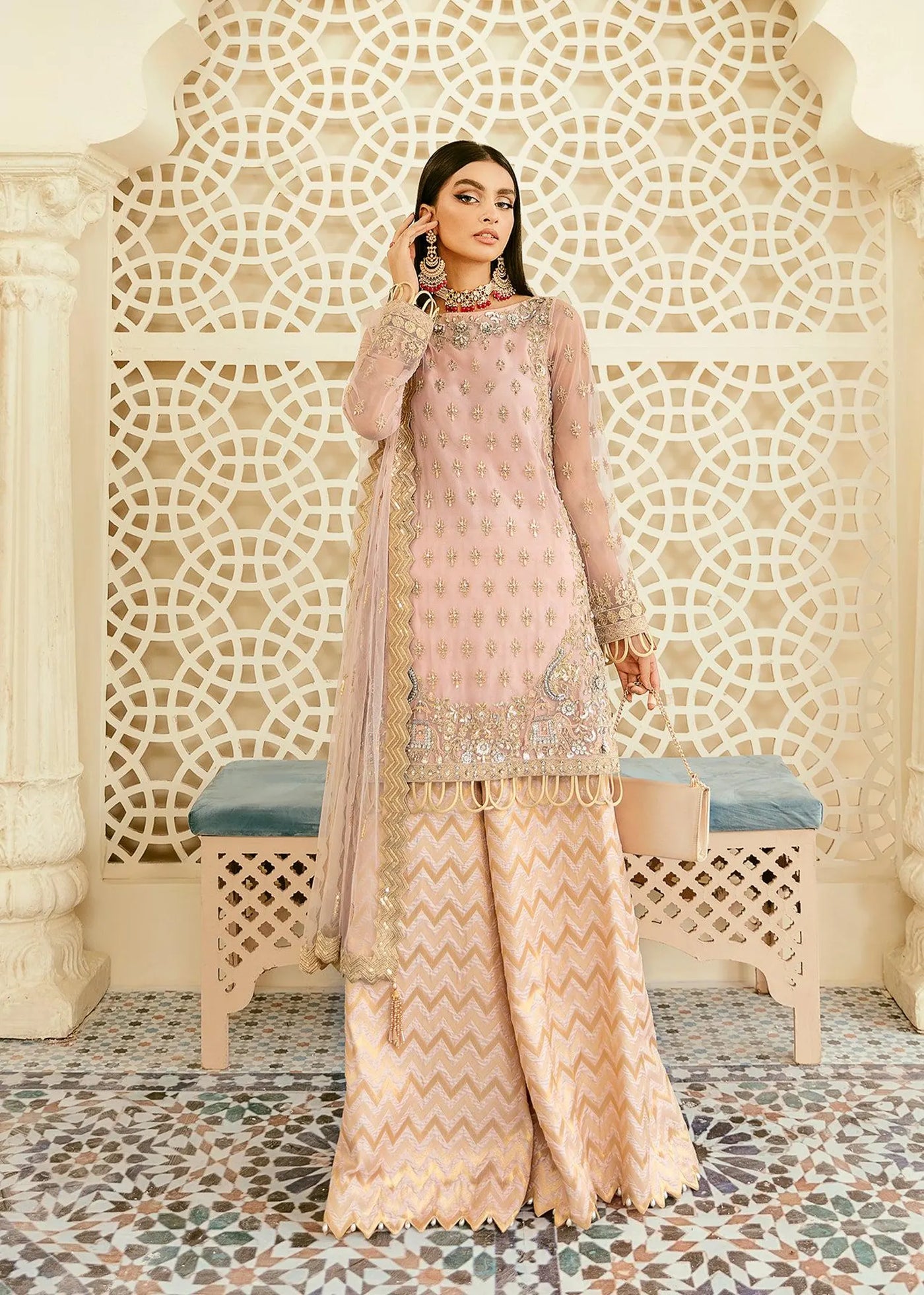 trendy modern street fashion dresses, plazo with short top embroidered, Pakistani designer aa