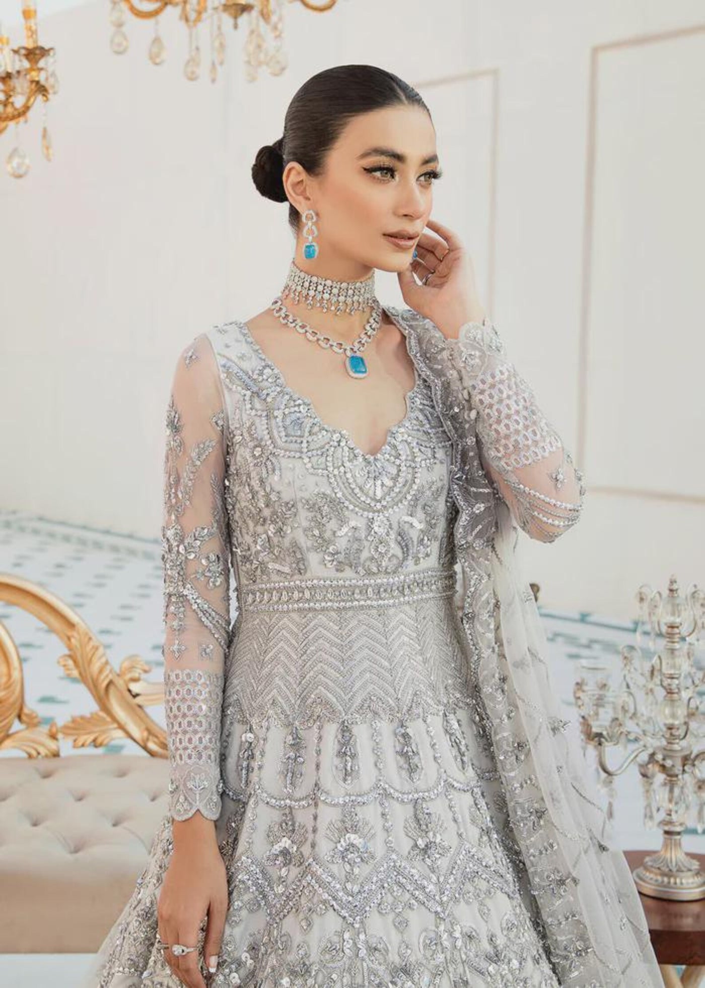heavy bridal net embroidered hand embellished bridal anarkali maxi and lehnga, sharara, gharara, kurti Pakistani